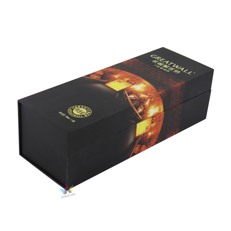 Винные подарочные коробки 12,8x3,7x3,7 дюйма, подарочные коробки для бутылок для ликера, вина и шампанского, складные подарочные коробки с магнитным закрытием, глянцевый черный