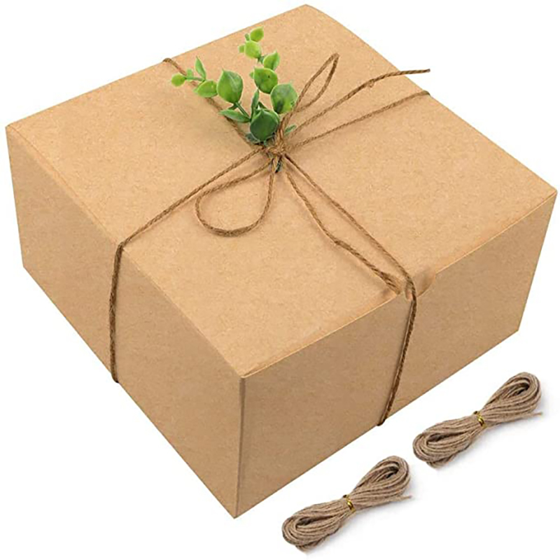 Морето -коричневые подарочные коробки Kraft Pack 8x8x4 дюймов, бумажные подарочные картонные коробки с крышками для рождественских подарков, коробки подружки невесты, коробки для кексов, подарочная коробка